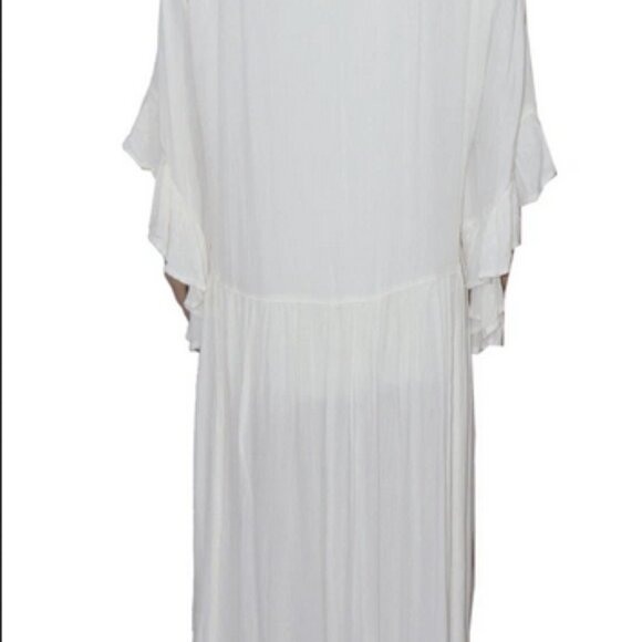 Free People Selina Maxi V Neck Buttondown Ruffle Ivory Dress XS - Picture 5 of 5